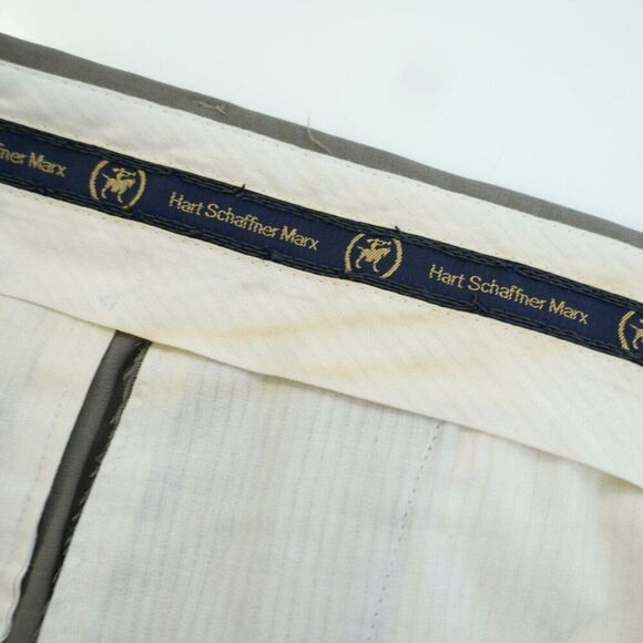 Hart Schaffner Marx Wool Beige Pleated High Rise Dress Pants Trousers 43/28 Line - Picture 7 of 8